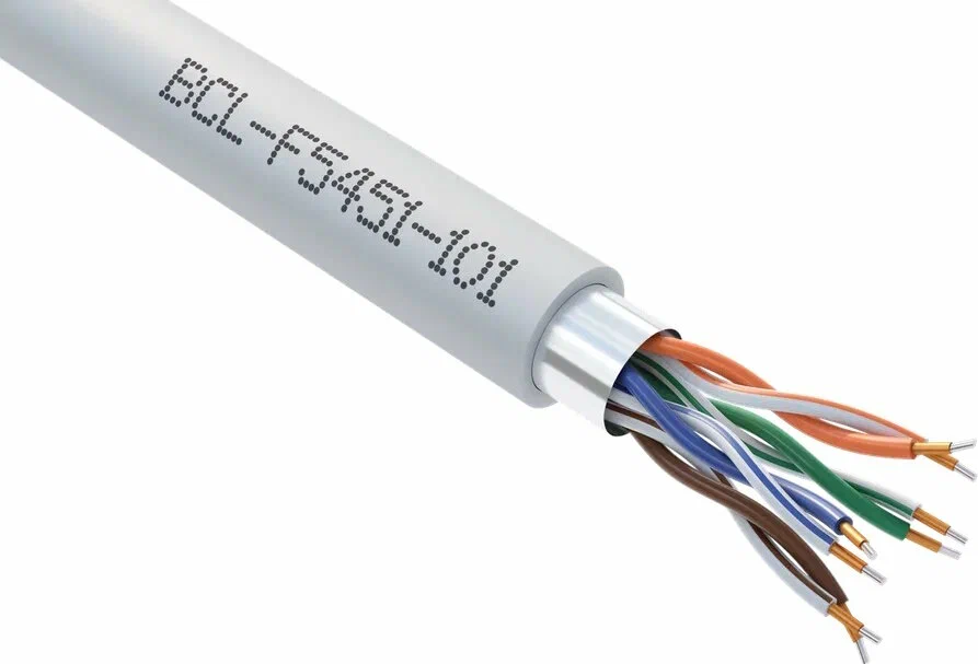 картинка Кабель Bion BCL-F5451-101 F/ UTP, кат.5e, 4x2x0,51мм AWG 24, CCA, одножильный, PVC, для внутренней прокладки, 305м, серый от магазина КомпьютерЦентр