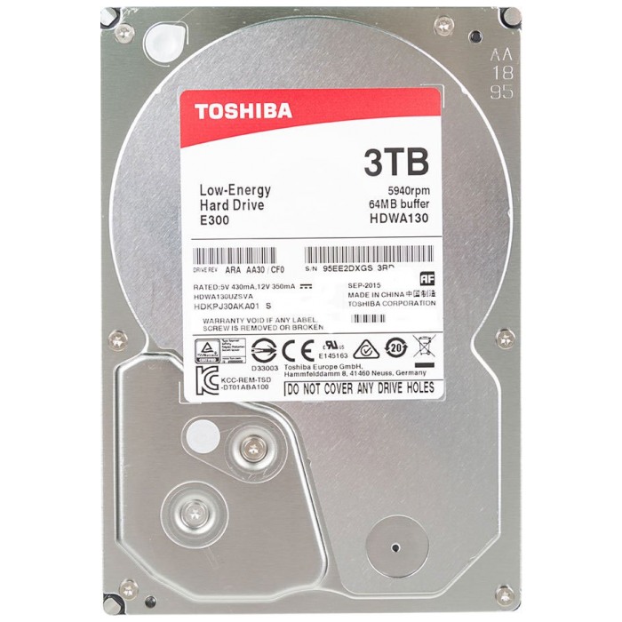 картинка Жесткий диск Toshiba 3Tb 3.5″ SATAIII 64 Mb cache E300 (HDWA130UZSVA) от магазина КомпьютерЦентр