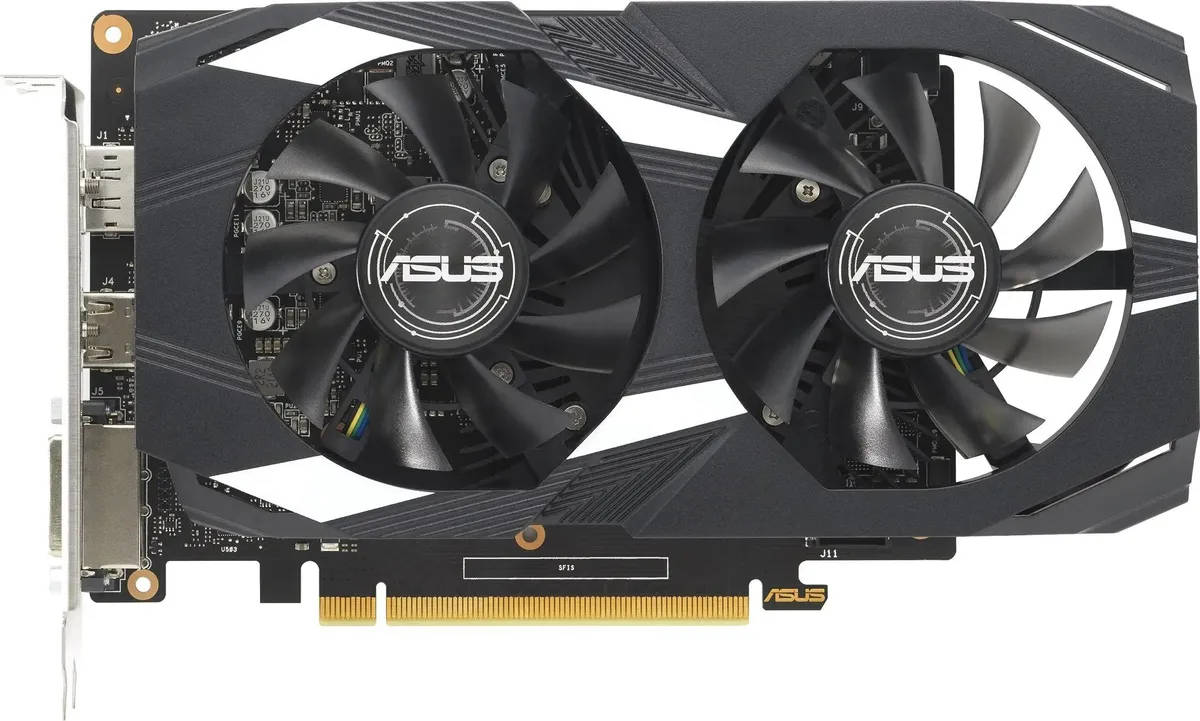 картинка Видеокарта 4Gb DDR6 GeForce GTX1650 Dual Asus (DUAL-GTX1650-O4GD6-P-V2) от магазина КомпьютерЦентр