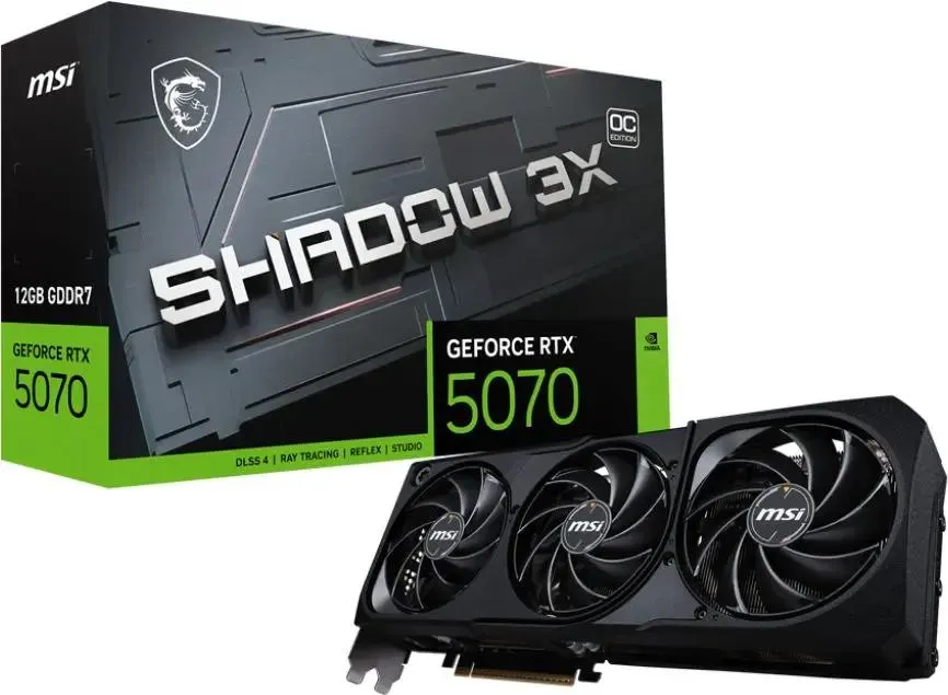 картинка Видеокарта 12Gb GDDR7 GeForce RTX 5070 MSI 192bit GDDR7 2542/ 28000 HDMIx1 DPx3 HDCP Ret (RTX 5070 12G Shadow 3X OC) от магазина КомпьютерЦентр