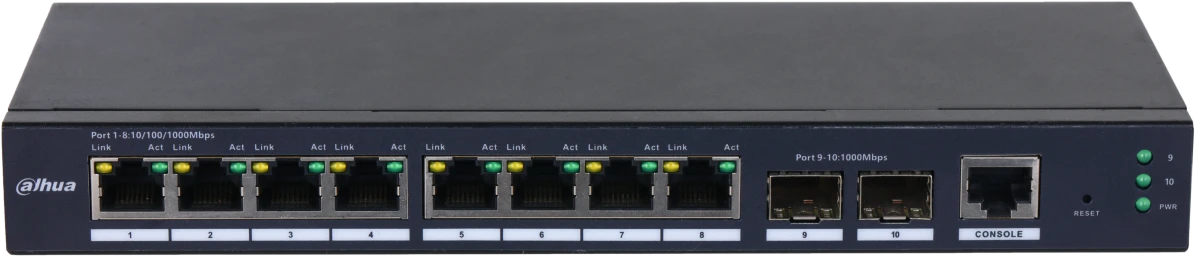 картинка Switch 8-port Dahua DH-SG4010-2F, 8x1 Гбит с + 2x1 Гбит/ с SFP, управляемый от магазина КомпьютерЦентр