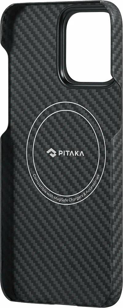 картинка Чехол PITAKA MagEZ Case 4 для iPhone 15 Pro MAX 6.7'', черный/ серый (Black/ Grey Twill) 1500D от магазина КомпьютерЦентр