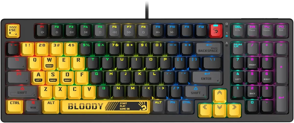 картинка Клавиатура A4Tech Bloody S98 механическая Sports Lime BLMS Plus проводная USB желтый/ серый (S98 SPORTS LIME BLMS RED PLUS) от магазина КомпьютерЦентр
