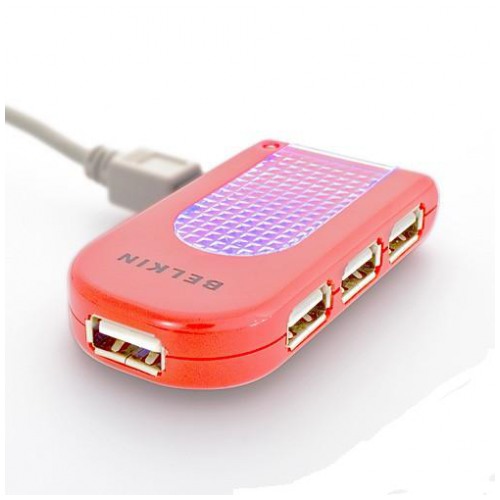 картинка HUB USB Belkin F5U034ER 4-port Red (F5U034ERRED) от магазина КомпьютерЦентр