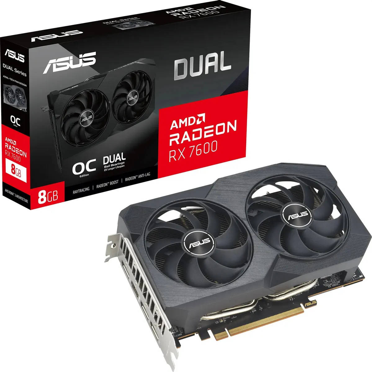 картинка Видеокарта 8Gb DDR6 AMD Radeon RX760 Asus DUAL (DUAL-RX7600-O8G-V2) от магазина КомпьютерЦентр