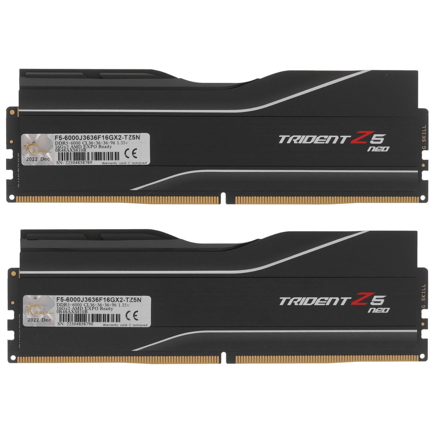 картинка DIMM DDR5 32Gb (2x16Gb) 6000MHz PC5-48000 G.Skill (F5-6000J3636F16GX2-TZ5N) TRIDENT Z5 NEO AMD CL36-36-36-96 от магазина КомпьютерЦентр