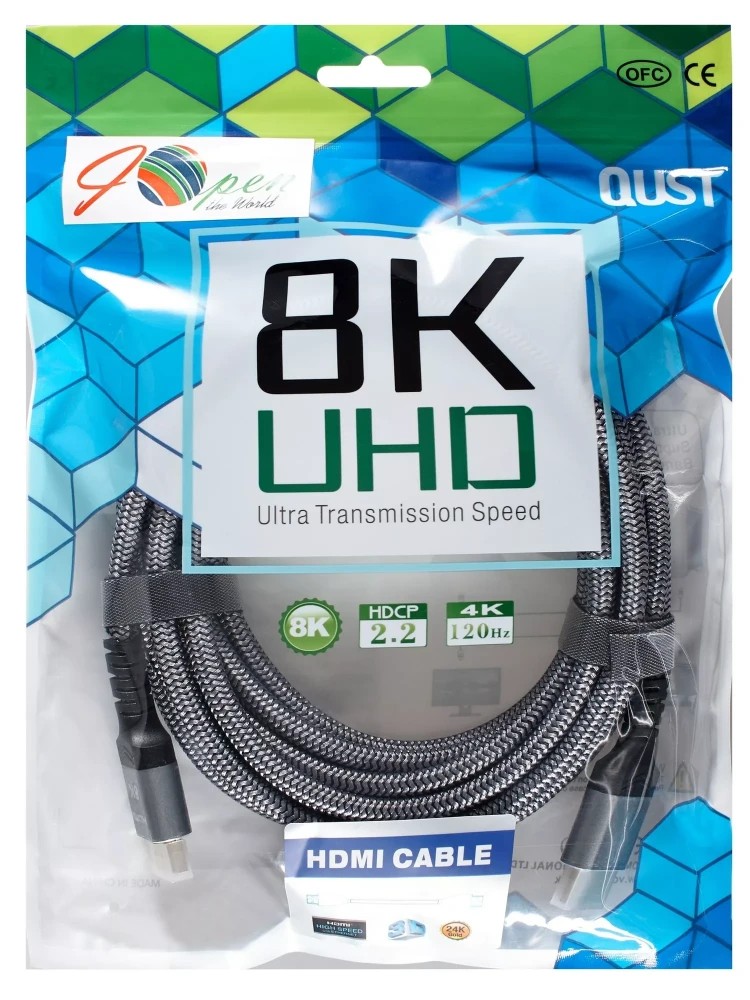 картинка Кабель HDMI iOpen 5m (ACG859A-5.0) 19M/ M,ver. 2.1 8KX60Hz оплетка (Econom) от магазина КомпьютерЦентр
