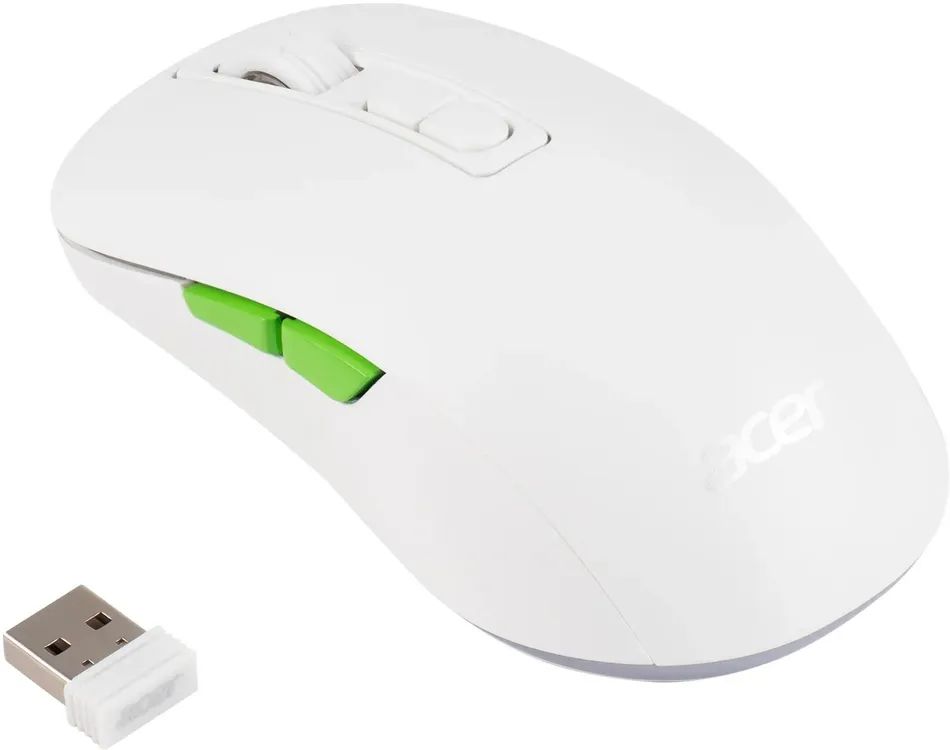 картинка Мышка Acer OMR311, оптическая, беспроводная, 2400dpi, BT/ Radio USB, 7but, белый (ZL.MCECC.034) от магазина КомпьютерЦентр