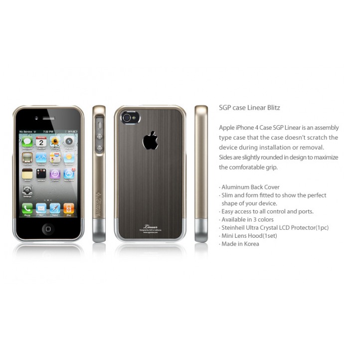 картинка Чехол SGP Case Linear ''Blitz'' Series Gun Metal for iPhone 4/ 4S (SGP08338) от магазина КомпьютерЦентр