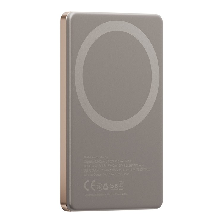 картинка Внешний аккумулятор EnergEA Alupac Mini 5K, 5000 mAh MAGSAFE - золото (Gold) от магазина КомпьютерЦентр