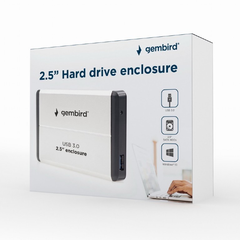картинка Карман для HDD 2.5'' Gembird EE2-U3S-2-S, серебро от магазина КомпьютерЦентр