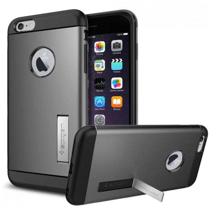 картинка Чехол SGP Spigen Case Slim Armor Series Gun Metal for iPhone 6 Plus (SGP10905) от магазина КомпьютерЦентр