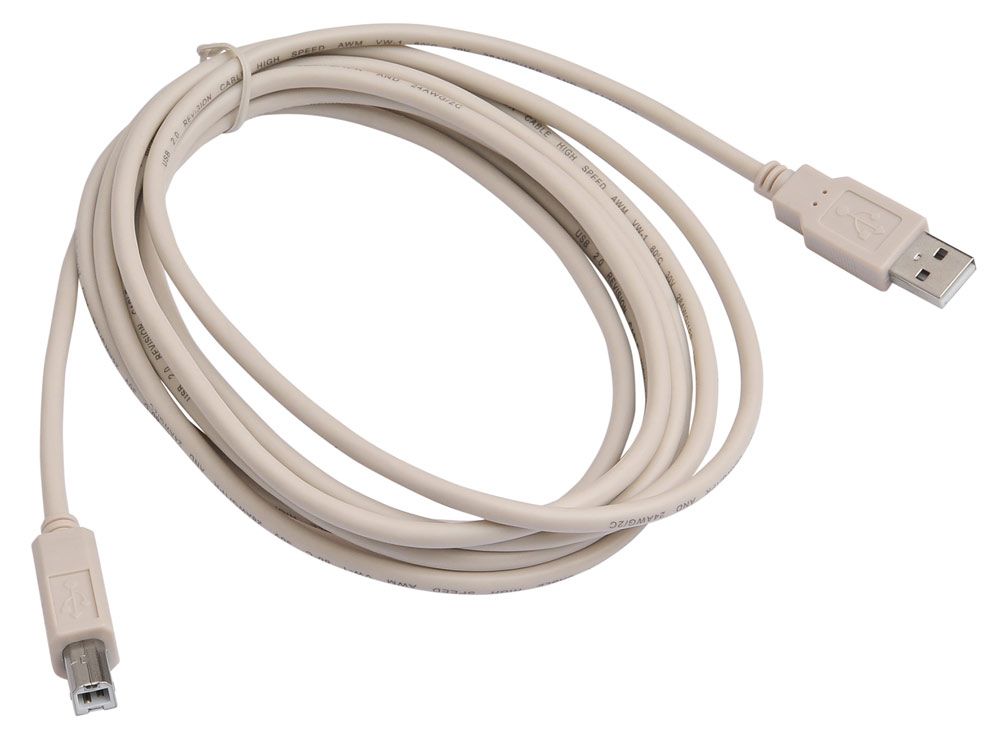 картинка Кабель USB 2.0 A->B - 3 м Buro USB2.0-AM/ BM-3 Gray (359894) от магазина КомпьютерЦентр
