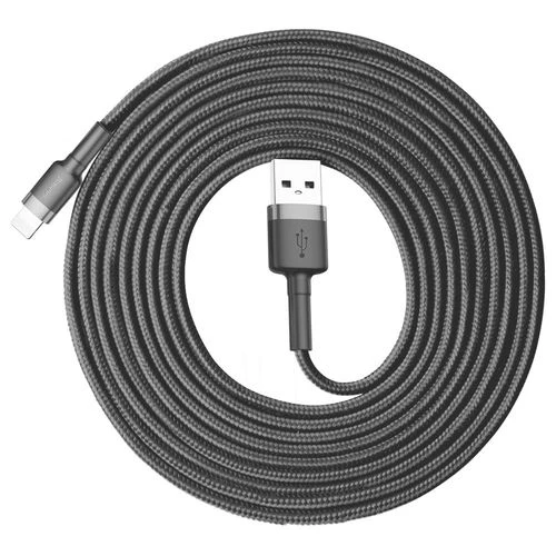 картинка Baseus Data Cable Lightining 300cm Cafule 2A CALKLF-RG1-2A Black/ Gray от магазина КомпьютерЦентр
