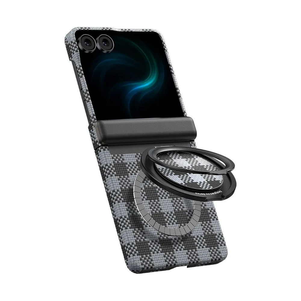 картинка Чехол Benks ArmorVichy Spin Case built with Kevlar для Samsung Z Flip 7, черная клетка (Black) от магазина КомпьютерЦентр