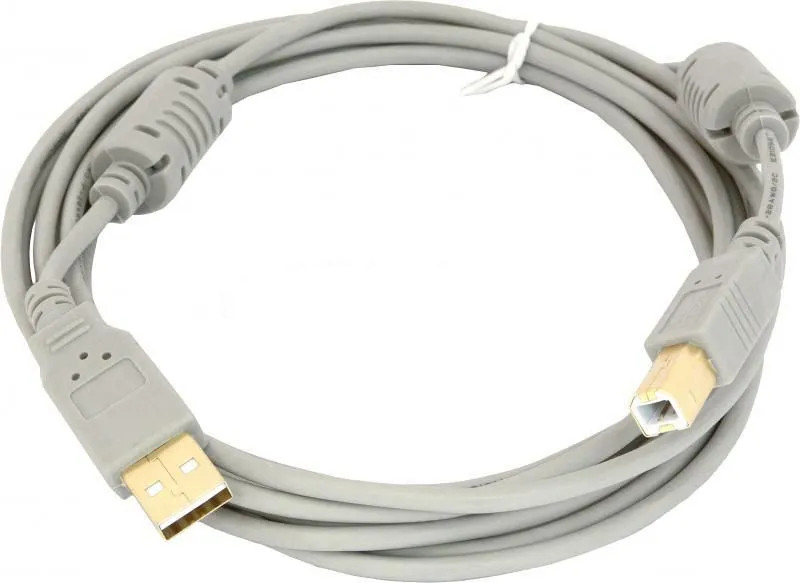 картинка Кабель USB 2.0 A->B - 3 м, Behpex Gray феррит. кольца (58515) от магазина КомпьютерЦентр