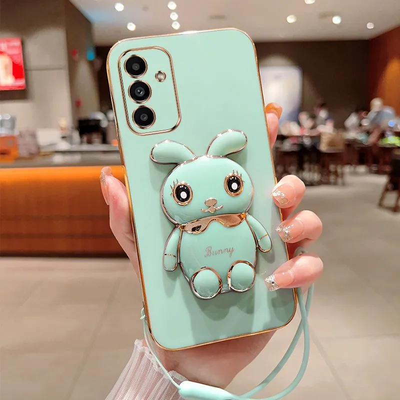 картинка Чехол для Samsung Galaxy A14 со складной трехмерной подставкой ''Кролик'', зеленый от магазина КомпьютерЦентр