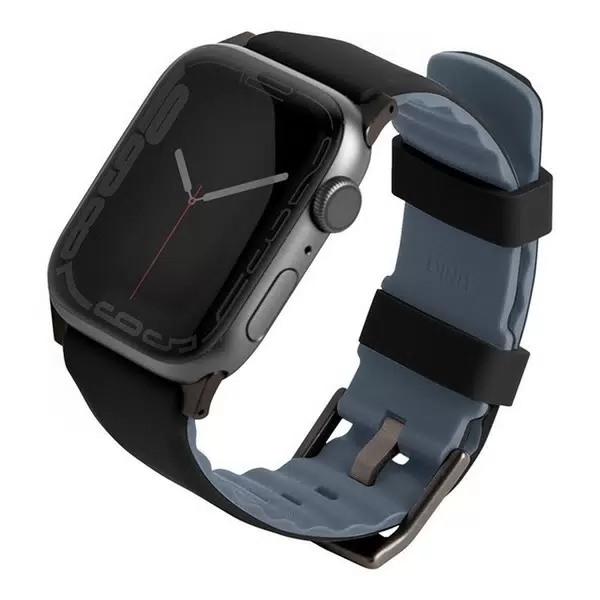 картинка Ремень силиконовый Uniq LINUS для Apple Watch 49/ 45/ 44/ 42, цвет черный (45MM-LINUSBLK) от магазина КомпьютерЦентр