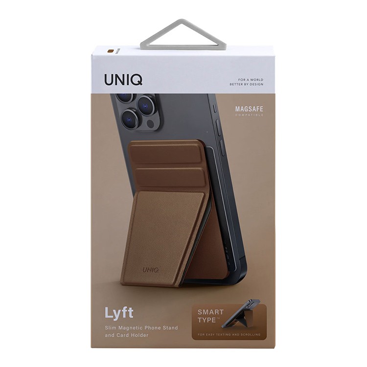 картинка Чехол-подставка и бумажник UNIQ LYFT MagSafe для iPhone, цвет коричневый (MGSNAPONCH-LYFTBWN) от магазина КомпьютерЦентр
