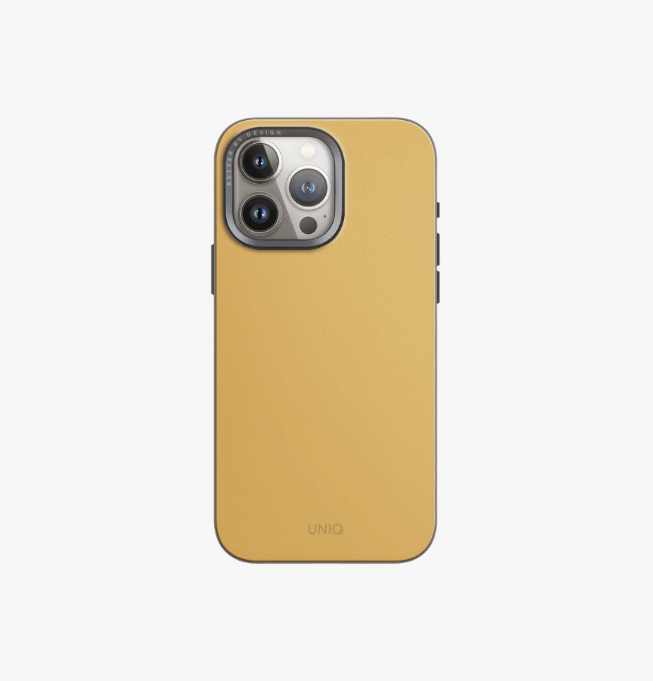 картинка Чехол из искусственной кожи Uniq LYDEN (MagSafe) для iPhone 15 Pro MAX 6.7'' Canary Yellow (IP6.7P(2023)-LDSCYELFGRY) от магазина КомпьютерЦентр