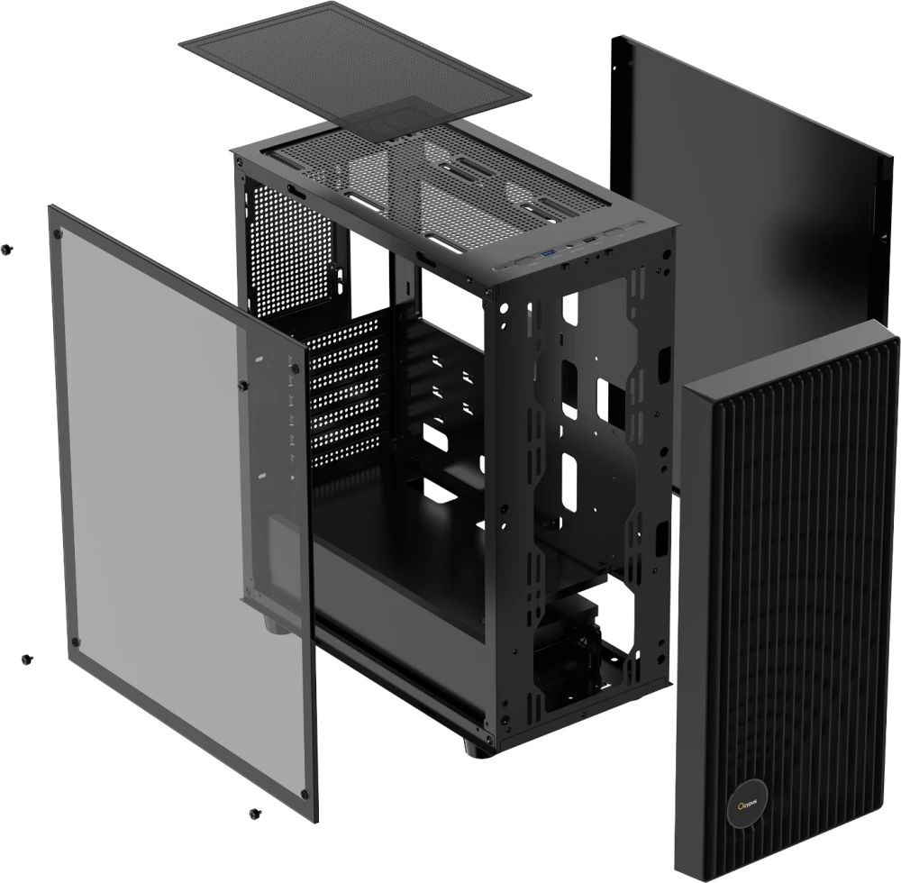 картинка Корпус Ocypus Gamma C70 BK ARGB, Mid-tower, Black, без БП (Gamma-C70-BKG400XX-GL) от магазина КомпьютерЦентр