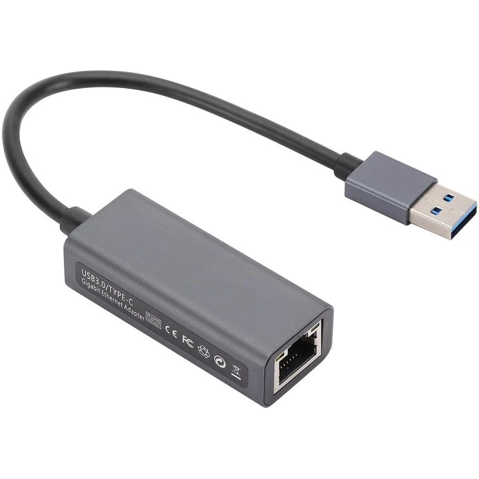 картинка Переходник с кабелем Bion (BXP-A-USBA-LAN-1000) USB A - RJ45, 1000мб/ с, алюминиевый корпус, длинна кабеля 15 см, черный от магазина КомпьютерЦентр