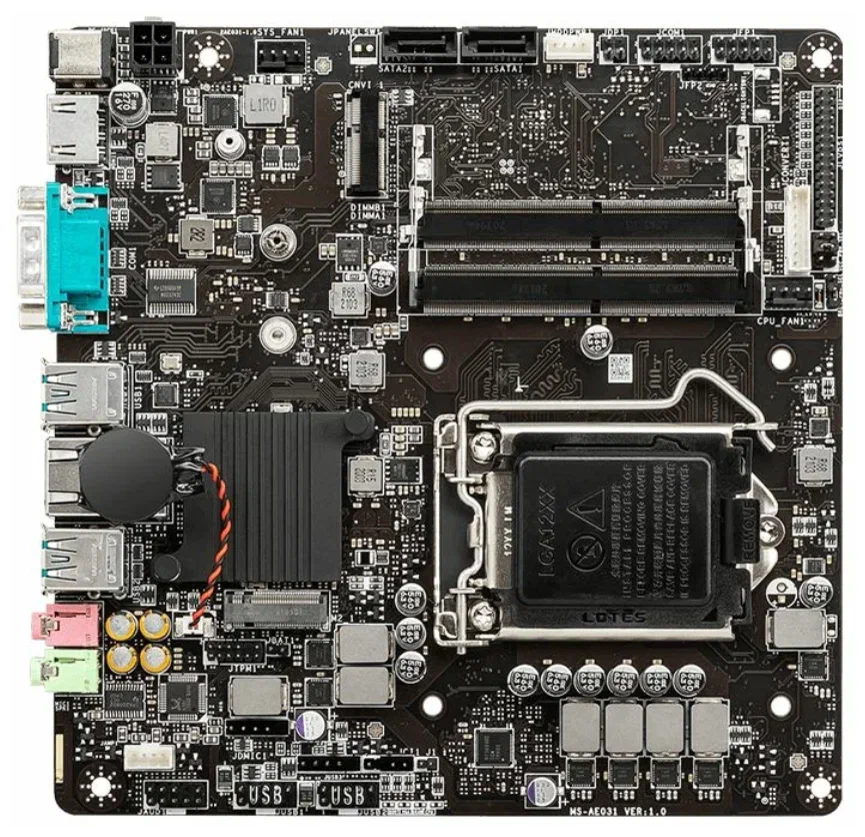 картинка Материнская плата MSI H510TI-S09, LGA 1200, Intel H510, 2xSO-DIMM DDR4, 2xSATA, 1xM.2, 1xHDMI, 1x1Gb LAN, 4xUSB-A 3.2 Gen 1, 2x3.5мм, 5.1, Mini-ITX от магазина КомпьютерЦентр
