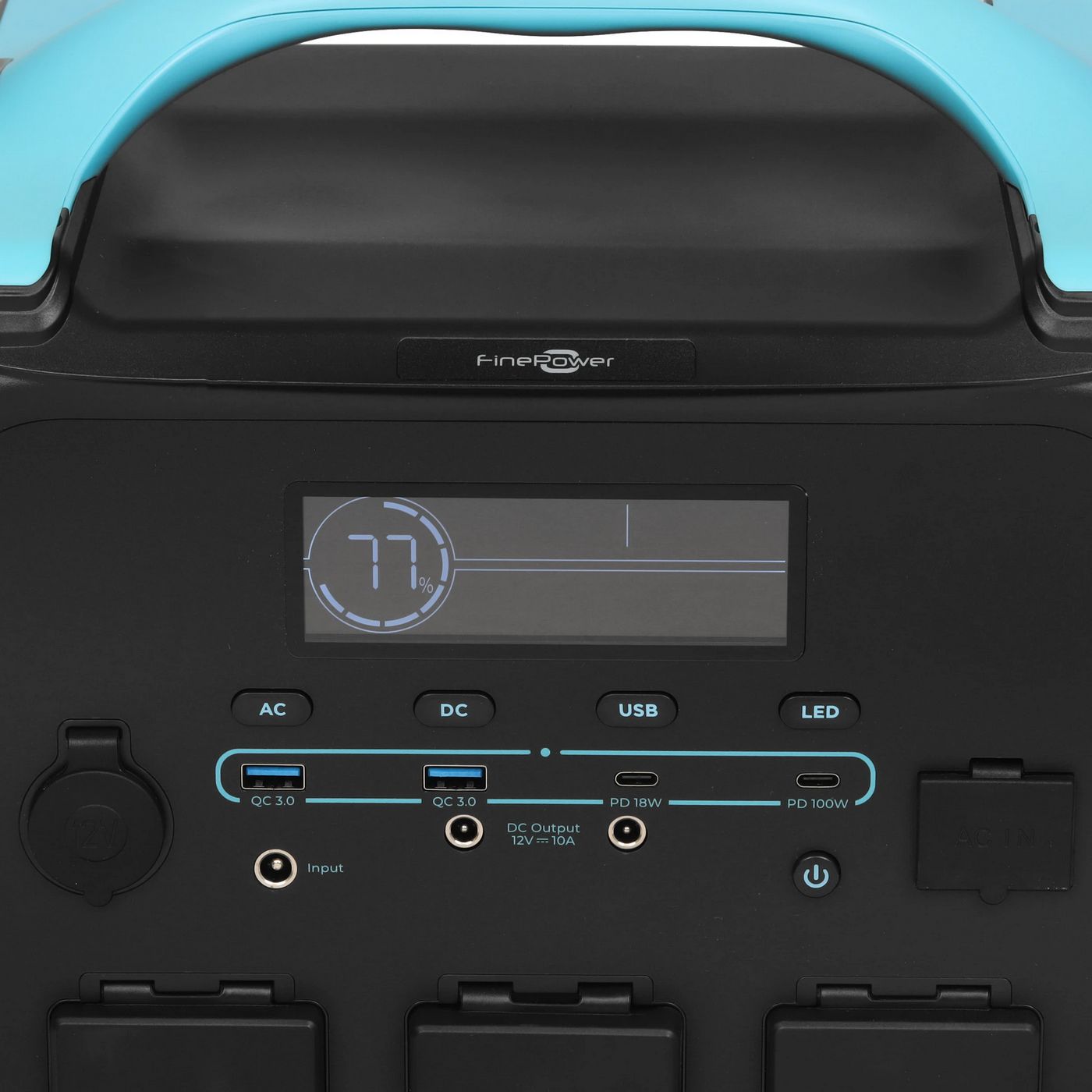 картинка Портативная станция FinePower Zeus 1000 (1102,5Wh/ 2,4kW, 2xUSB-A(out), 2xUSB-C(in/ out), DC(iout) 3xAC(in/ out), MPPT, LMFP, 15 кг, черный) от магазина КомпьютерЦентр