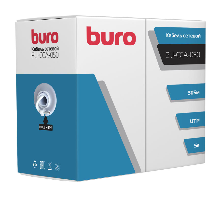 картинка Кабель UTP Buro 0.50MM CCA solid 4 пары (305м) Gray (BU-CCA-050) 1442307 от магазина КомпьютерЦентр