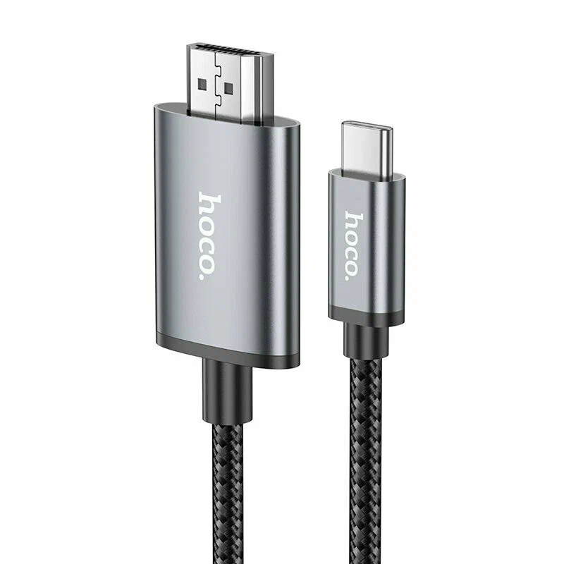 картинка Кабель Hoco HDMI UA27 HD on-screen cable Type-C to HDTV Metal Gray от магазина КомпьютерЦентр