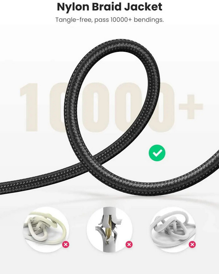 картинка Кабель аудио UGREEN AV112 Jack(m) 3.5mm - Jack(m) 3.5, оплетка, 0,5 м, серый (50360) от магазина КомпьютерЦентр