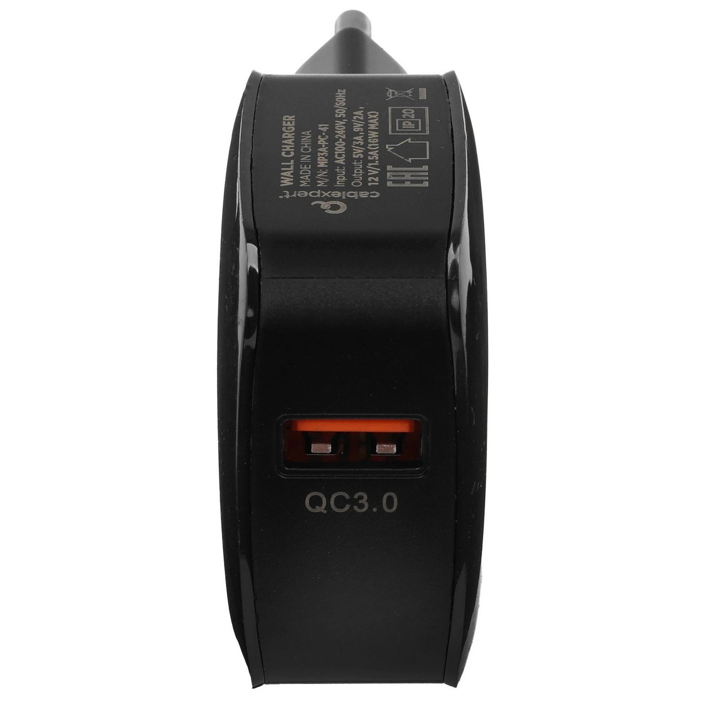 картинка Зарядное устройство Cablexpert 18Вт, 3А, быстрая зарядка QC3.0, 1 порт USB, черный, пакет (MP3A-PC-41) от магазина КомпьютерЦентр