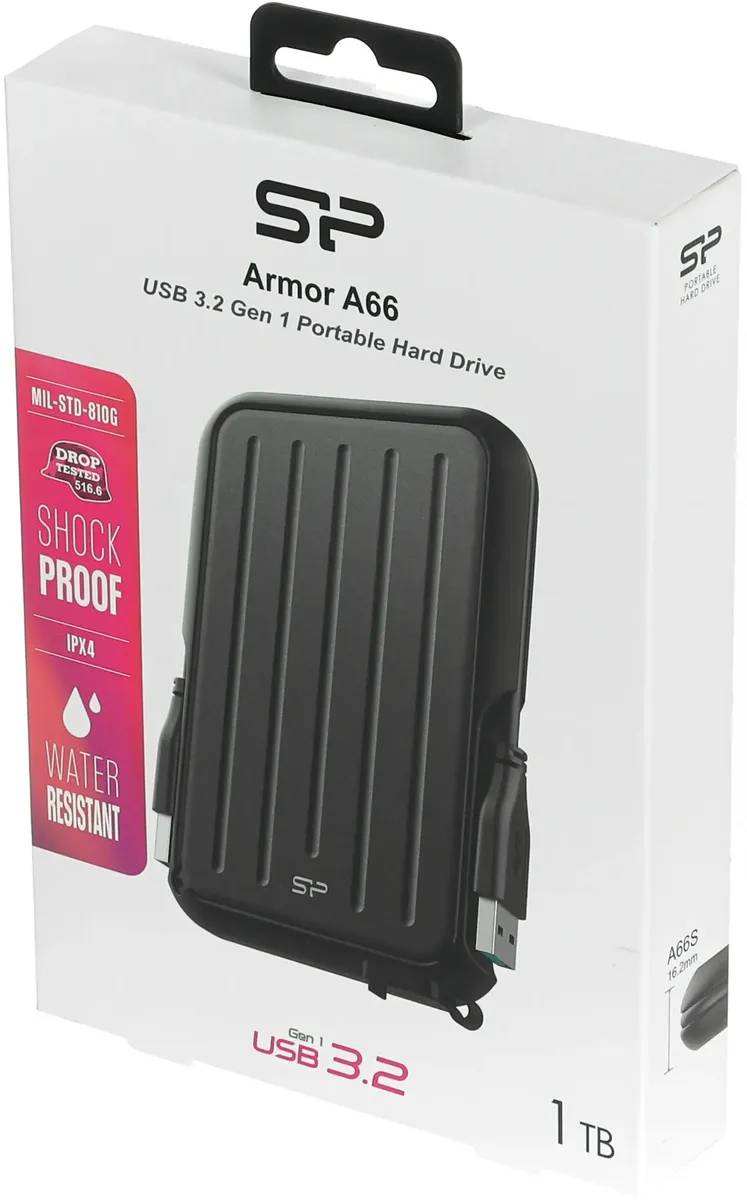 картинка HDD внешний 1Tb SiliconPower 2.5''; Armor A66; Black (SP010TBPHD66SS3K) от магазина КомпьютерЦентр