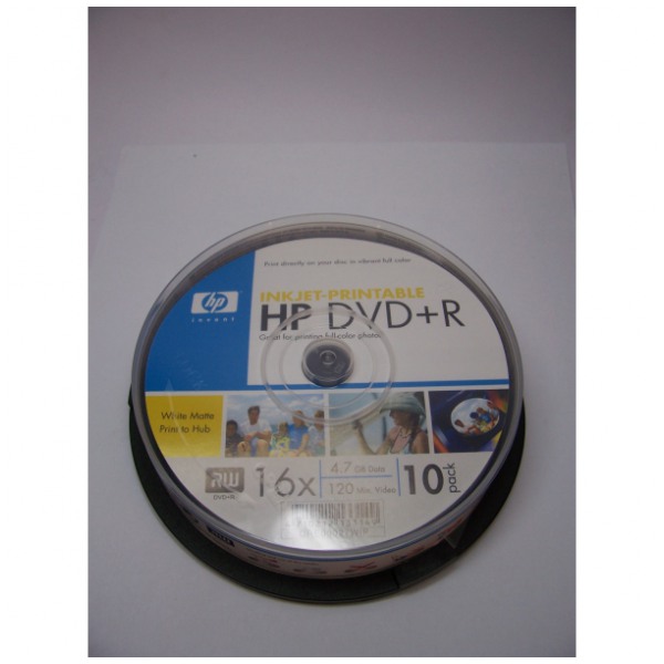 картинка Диски HP DVD+R 4,7GB 16x Cake 10 pcs Printable от магазина КомпьютерЦентр