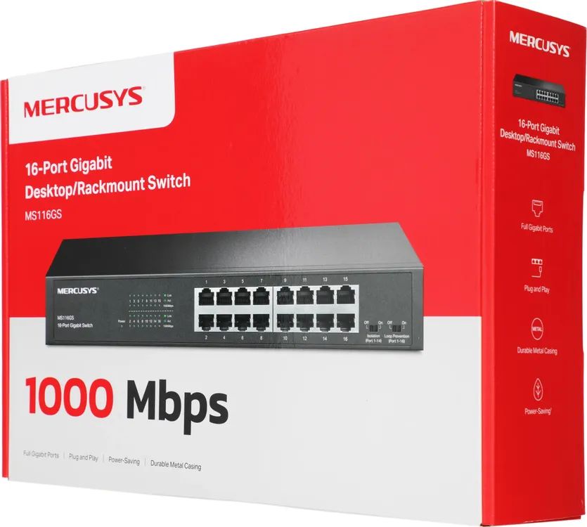 картинка Switch 16-port Mercusys MS116GS (L2) 16x1Гбит/ с неуправляемый от магазина КомпьютерЦентр