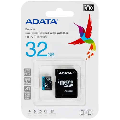 картинка Карта памяти 32Gb microSDHC A-Data Class 10 + SD-adapter (AUSDH32GUICL10A1-RA1) от магазина КомпьютерЦентр