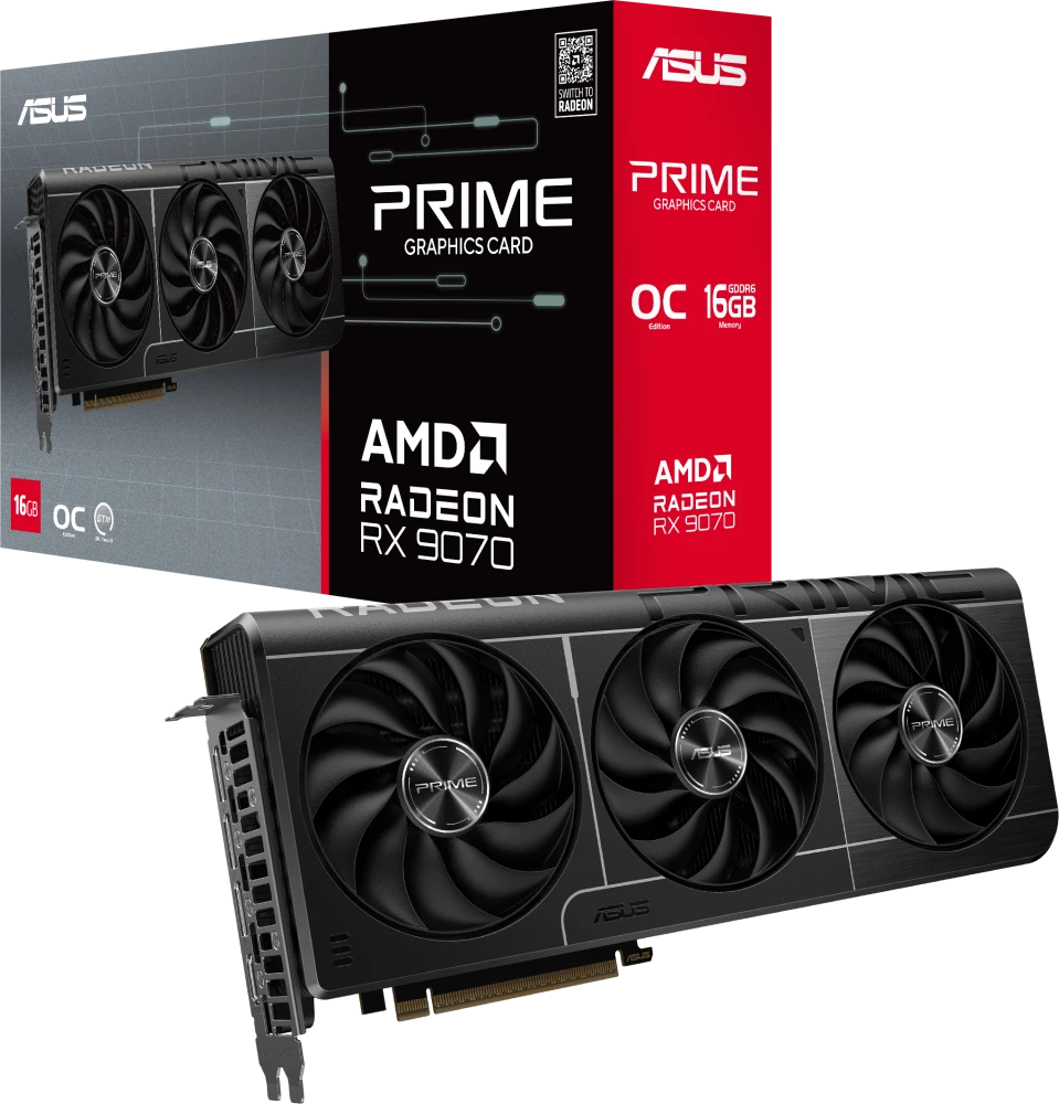 картинка Видеокарта 16Gb GDDR6 ASUS AMD Radeon 9070 PRIME OC Edition (PRIME-RX9070-O16G) от магазина КомпьютерЦентр