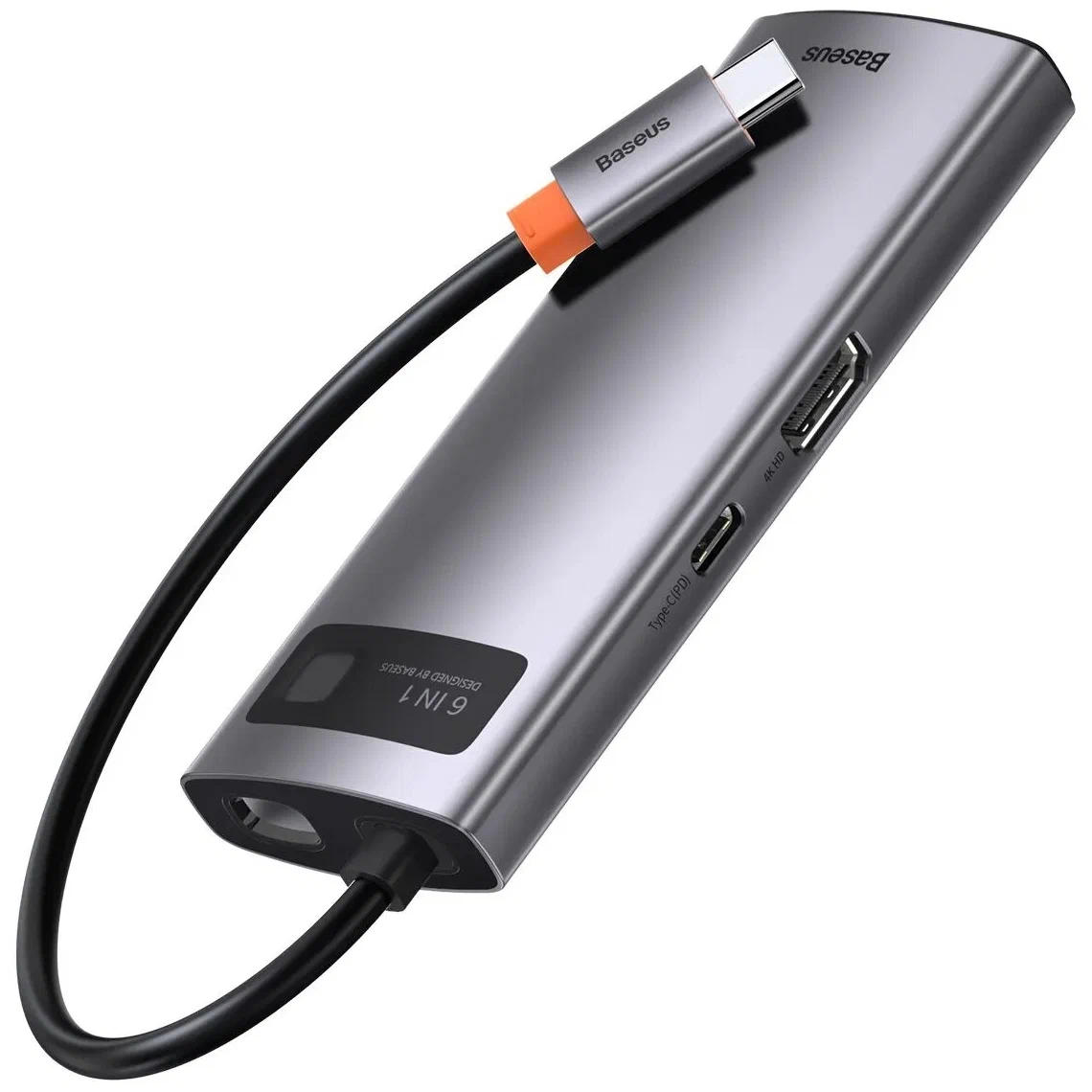 картинка Хаб Baseus Metal Gleam Series 6-in-1 Multifunctional Type-C HUB Docking Station Серый (CAHUB-CW0G) от магазина КомпьютерЦентр