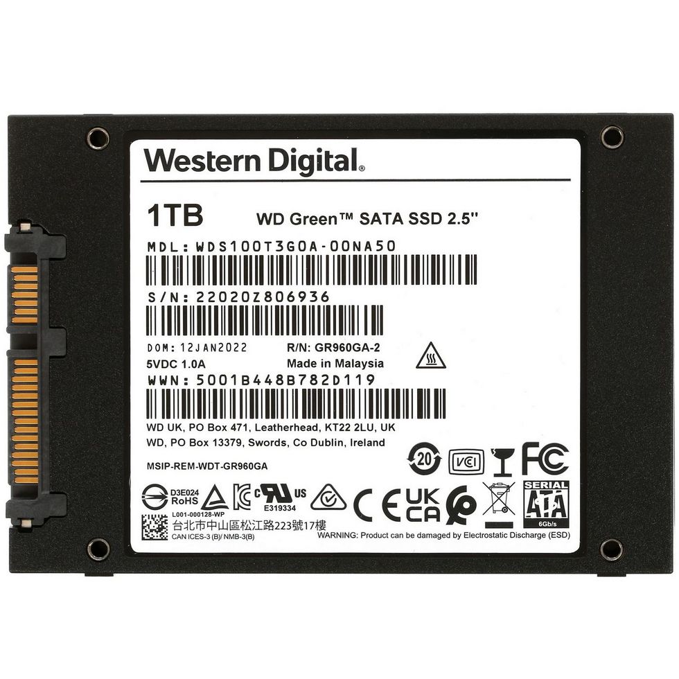 картинка SSD накопитель 1Tb 2.5'' WesternDigital WD Green SATA III (WDS100T5G0A) от магазина КомпьютерЦентр