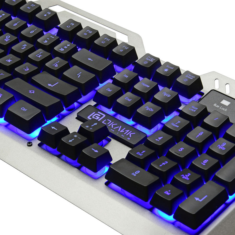 картинка Клавиатура Oklick 790G IRON FORCE Dk.Gray/ Black USB Multimedia for Gamer LED (1012161) от магазина КомпьютерЦентр