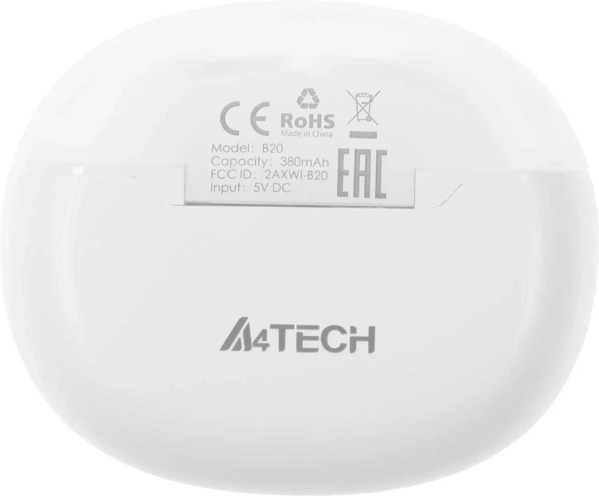 картинка Bluetooth гарнитура A4Tech 2Drumtek B20 TWS белый (B20 GRAYISH WHITE) от магазина КомпьютерЦентр