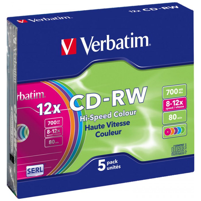 картинка Диск Verbatim CD-RW 700Мb 12x Slim от магазина КомпьютерЦентр