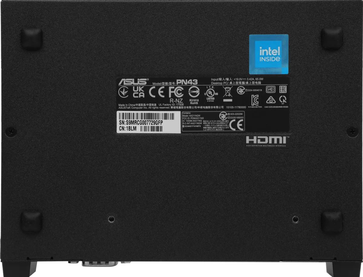 картинка Неттоп Asus PN43-B-SN013MF intel N100 (4/ 4)/  DDR4 SO-DIMM/  1xM.2 2280 PCIe Gen3x4/  Bt v5.2/  Wi-Fi AC/  noOS/  черный от магазина КомпьютерЦентр