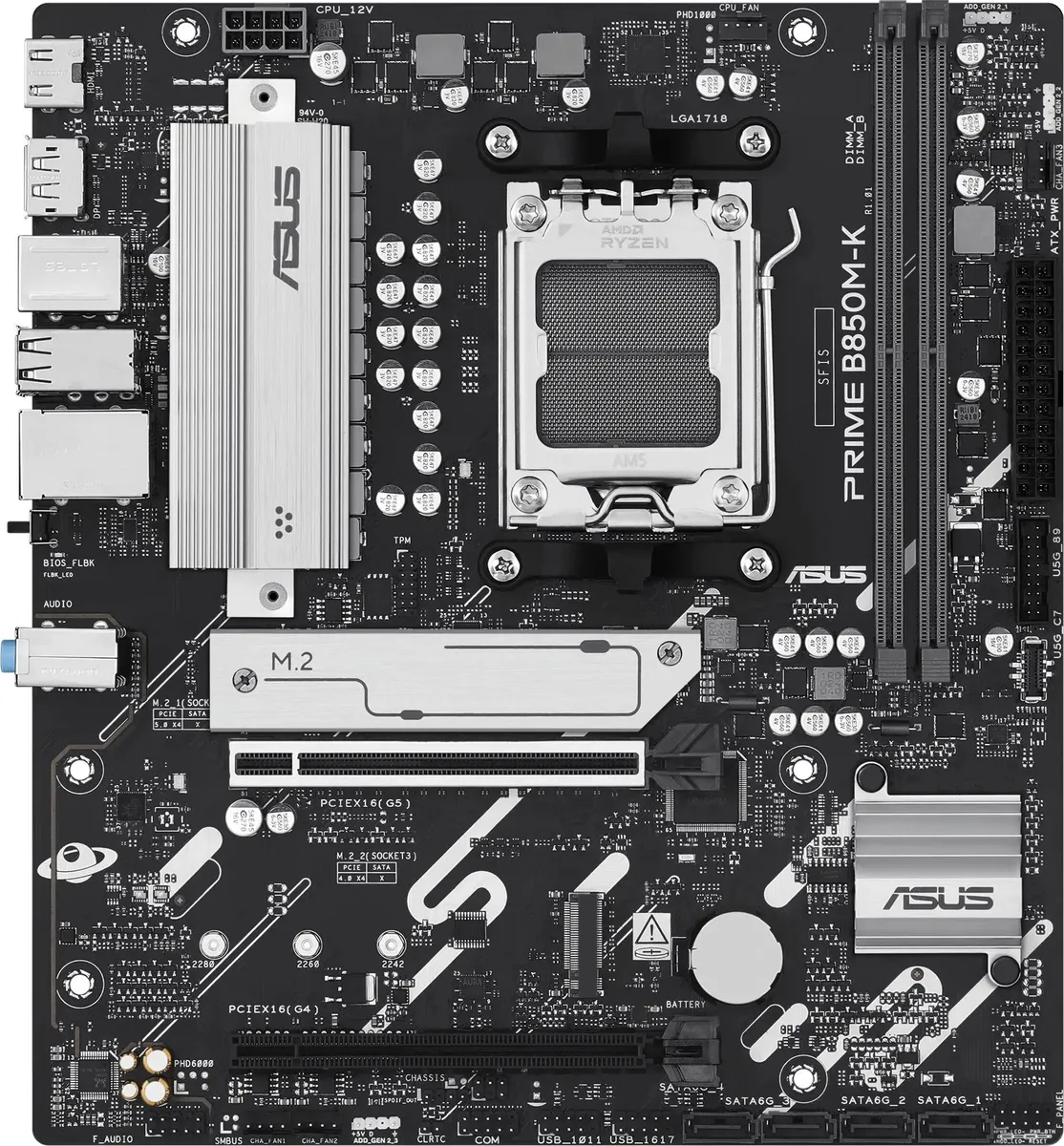 картинка Материнская плата Asus PRIME B850M-K Soc-AM5 AMD B850 2xDDR5, mATX от магазина КомпьютерЦентр