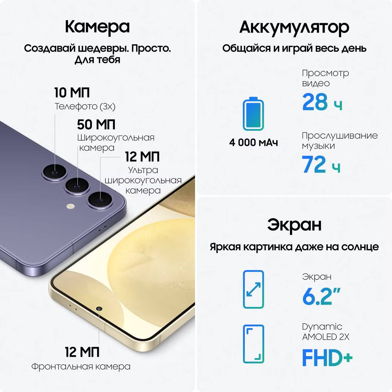 картинка Смартфон Samsung Galaxy S24 Marble Gray 6.2'' / 8Gb / 256Gb (SM-S921B/ DS) от магазина КомпьютерЦентр