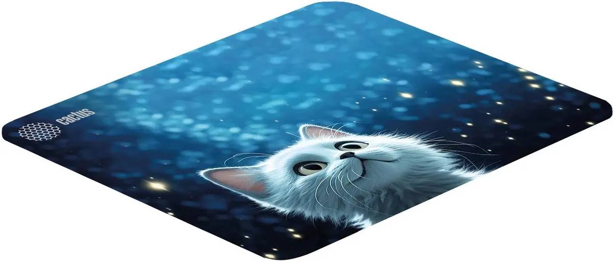 картинка Коврик для мыши Cactus White Cat 300x250x3мм (CS-MP-D11M) от магазина КомпьютерЦентр
