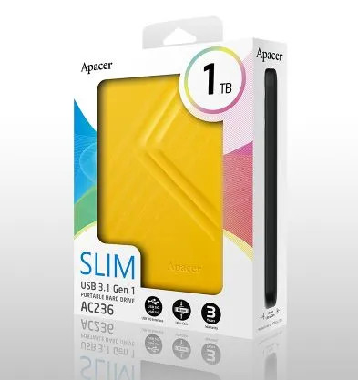 картинка HDD внешний 1Tb Apacer 2.5'' AC236 (AP1TBAC236Y-1) Yellow от магазина КомпьютерЦентр