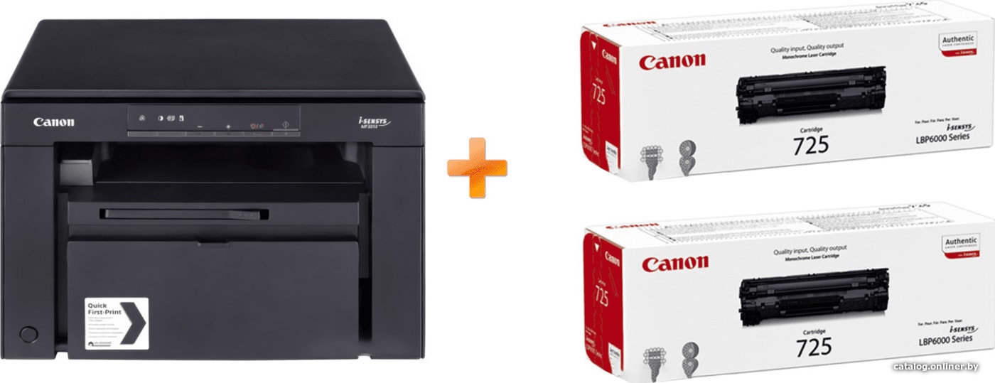 картинка Комплект МФУ лазерное Canon MF3010; Black (5252B004) + 2 Картриджа Canon 725 (5252B034) от магазина КомпьютерЦентр