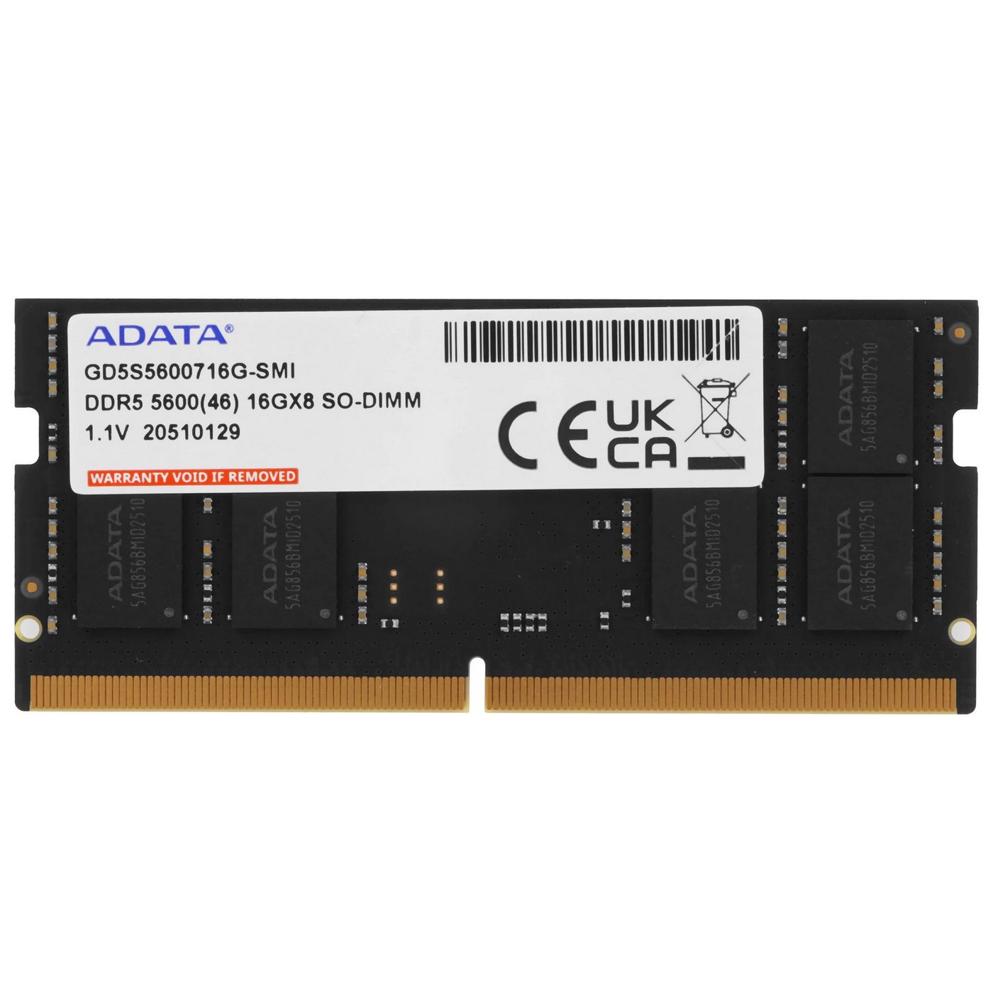 картинка SO-DIMM DDR5 16Gb 5600MHz PC5-44800 A-Data Gold CL46 (GD5S5600716G-SMI) от магазина КомпьютерЦентр