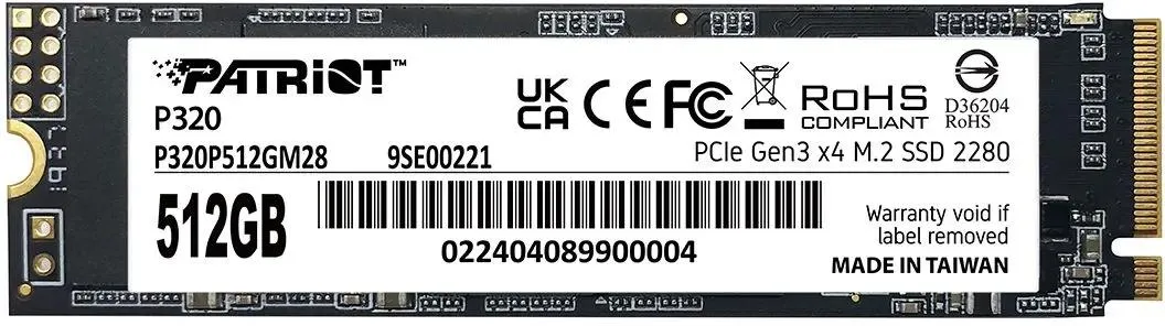 картинка SSD накопитель 512Gb Patriot P320 PCI-E x4 M.2 2280 (P320P512GM28) от магазина КомпьютерЦентр